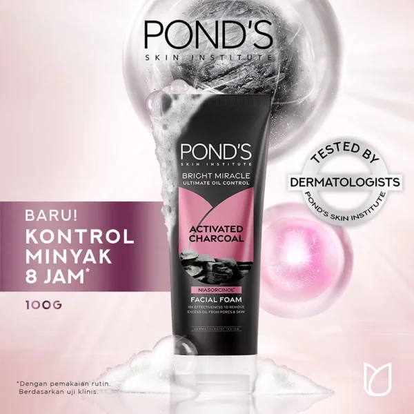 POND'S CHARCOAL FACEWASH PURE WHITE FACIAL FOAM - 100GM