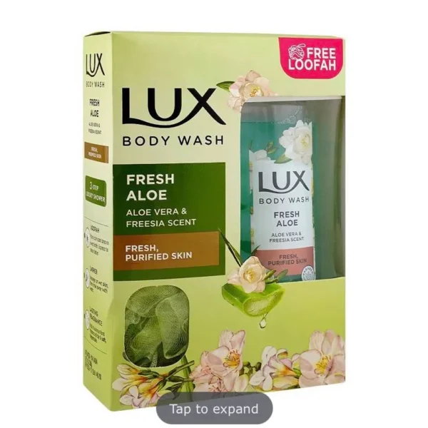 Lux fresh aloe Body wash with Aloe vera and freesia scent free loofah 250ml
