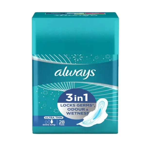 ALWAYS ULTRA PADS 3 PACK WITH 1 PACK FREE 28PCS EXTRA LONG-AFP-000132204